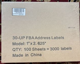 Amazon FBA address Labels 1”x2.625” -3000 Labels