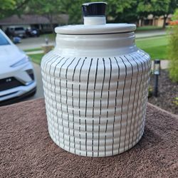 New PIER 1 White & Black Storage Jar