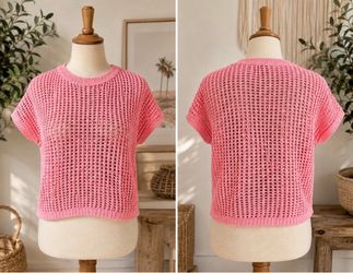 Pink Dokotoo Knitted See Through Sweater