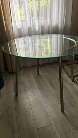 IKEA Salmi Dining table (round glass table with metal legs)