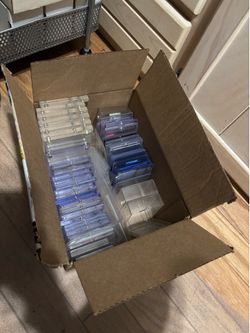 Box of sports card holders, top loaders, mags, one touches, screw downs etc