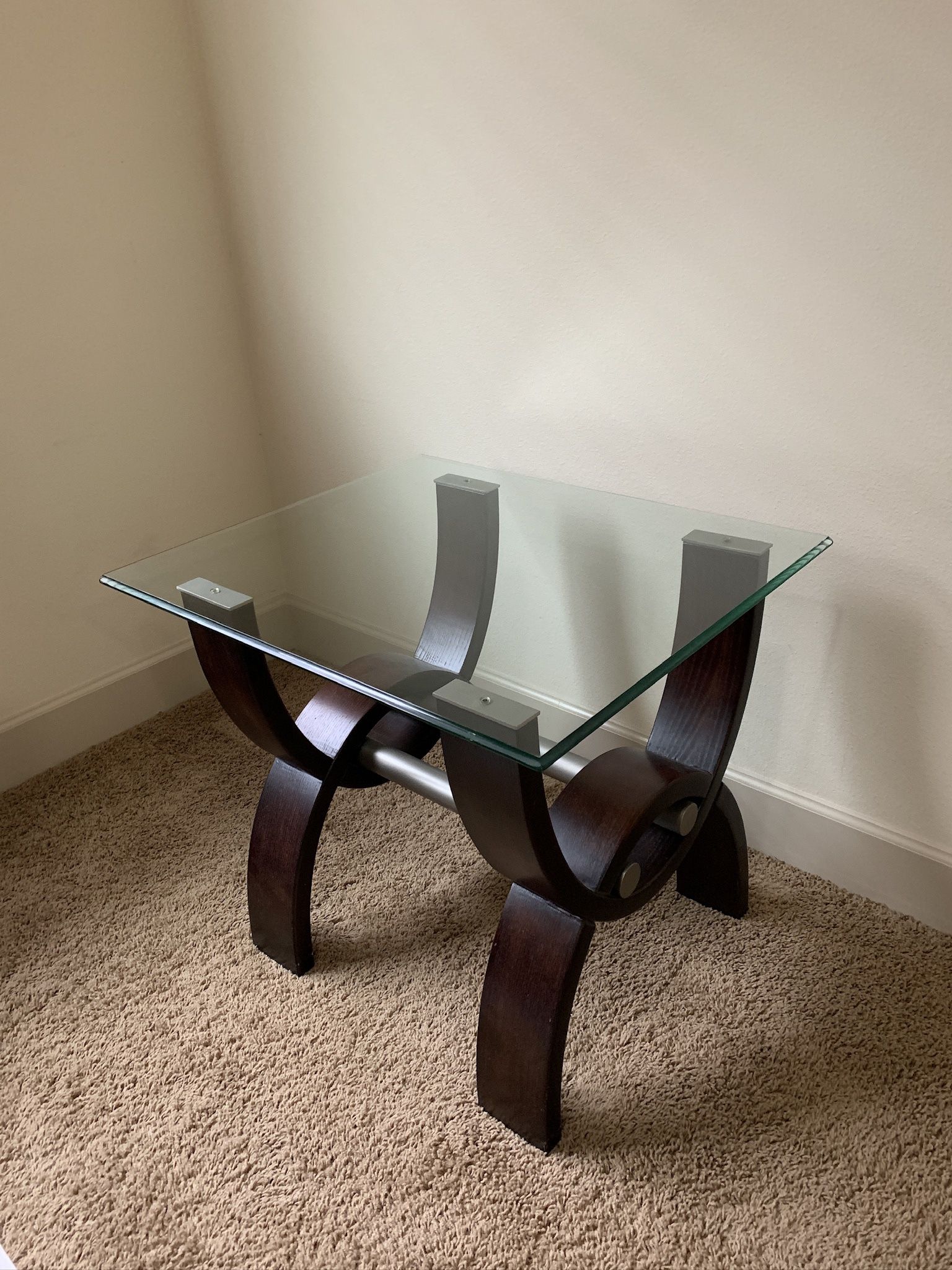 Contemporary Glass Top End Table