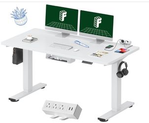 FLEXISPOT EN2 Whole-Piece Standing Desk with Clamp Power Strip, 55 x 28 