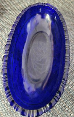 Coalt Blue Pressed Glass Dish