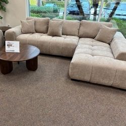 Beoge Sofa Sand Color Couch Sectional L Livingroom Occasional 
