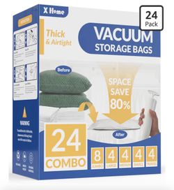 Vacuum Storage Bags, Space Saver Vacuum Seal Bags for Clothing, Bedding, Blankets, Comforters,Travel Luggage, Vacuum Compression Bags with Hand Pump (