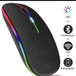 HOMEFISH PHONEPACE Dual Mode Wireless Mouse 2.4G Bluetooth Rechargeable Silent LED Backlit Optical Mice for PC Laptop