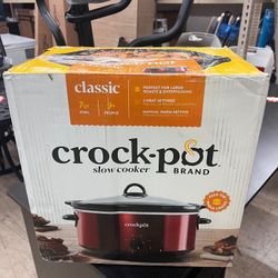 7-Quart Manual Slow Cooker, Red Stainless Steel, New in Box
