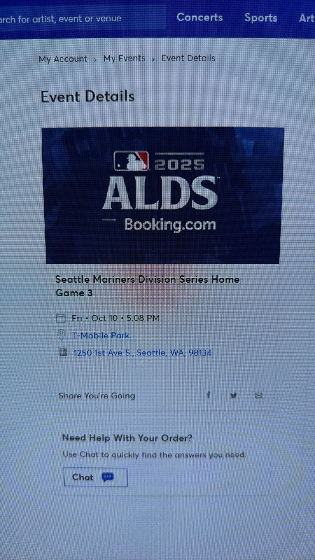2 Club seats, Mariners ALDS GM 5 