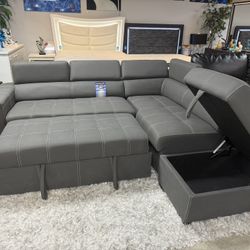 Pull Out Sleeper Sectional With Storage Ottoman Only $999