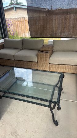 Glass iron coffee table