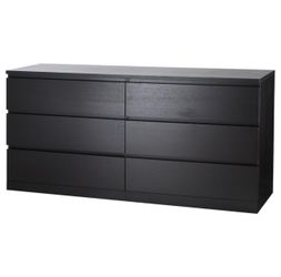 IKEA MALM 6-Drawer Dresser Black-Brown 63” Wide
