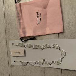 New Kate Spade Mod Scallop Pave collar necklace silver with dust bag
