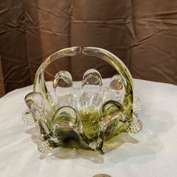 Chalet Whimsy Art Glass Basket 