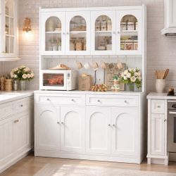 Kitchen Pantry Cabinet with Countertop, 52'' Wide Storage Cabinet with Adjustable Shelves & Drawers, Large Kitchen Hutch with Storage for Home, Living