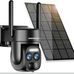 4K Dual Lens Solar Security Cameras Wireless Outdoor, 2.4G/5Ghz WiFi 6 Security Camera, 355° Pan/Tilt Home Security Camera with 8MP Color Night Vision