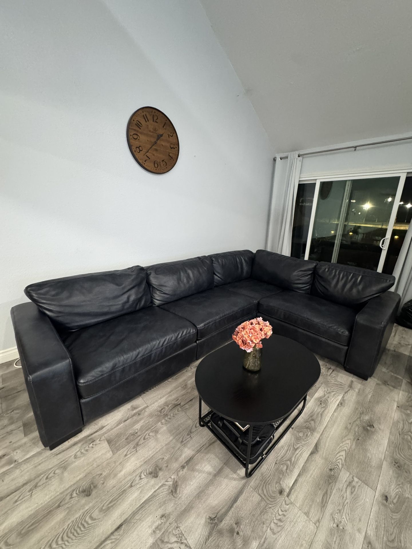 Leather Sectional Couch, Seats 5