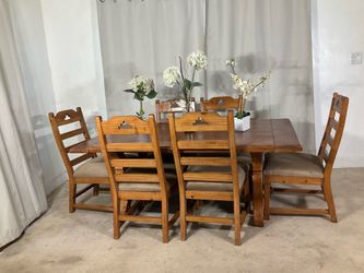 Extendable Hacienda Style Dining Table & 6 Chairs