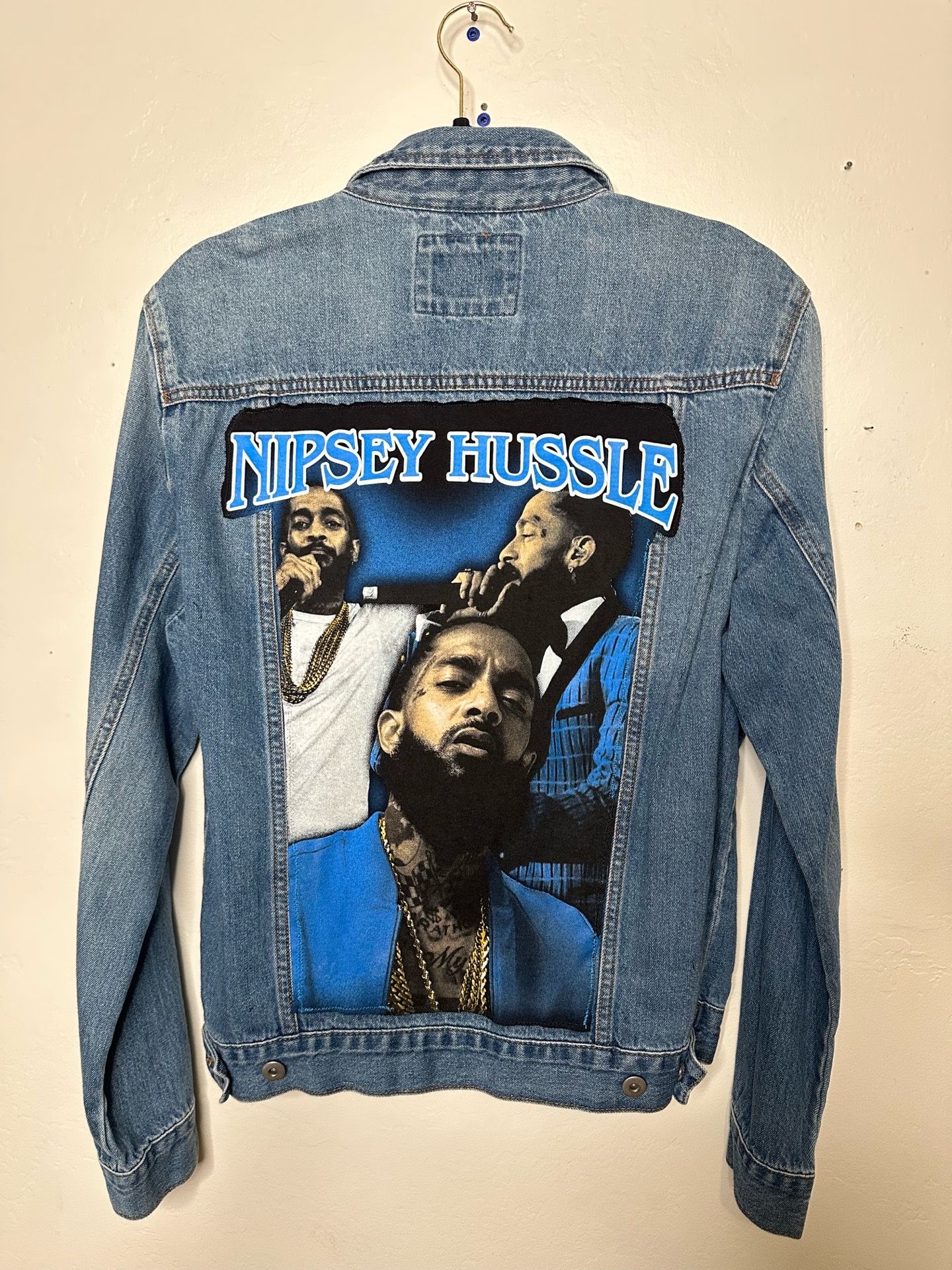 Custom Nipsey Hussle Denim Jacket Men’s Medium Jean Jacket