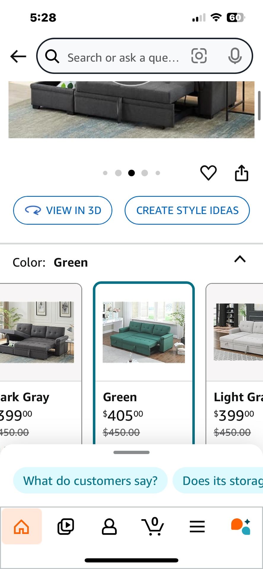 Adorable Green Sectional