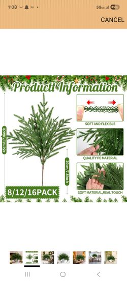 8 pcs Artificial Pine Branch Picks Pack