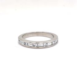 Platinum Natural Diamond Eternity Band | Princess & Baguette 0.69 TCW, G VS1, Size 6