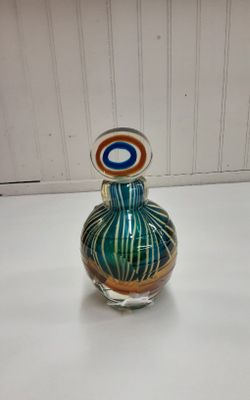 Vintage Murano Handmade Italian Art Glass Large Multi-Colored Perfume Bottle- Located In Shelton 