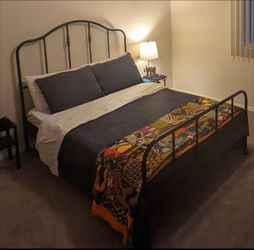 Black Metal Bed Frame and Mattress