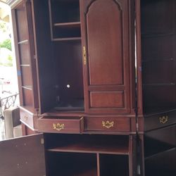 Solid Wood Armoire with Matching Cherrywood Corner Unit w/ Glass Shelves (full set)
