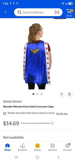 Wonder Woman Stars Satin Costume Cape