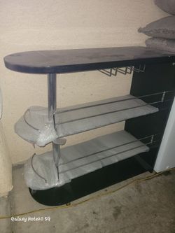 Black Bar Cart with Wine Glass Rack