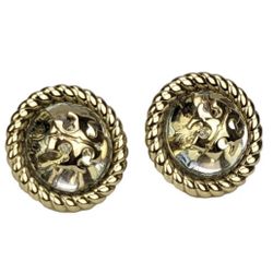 Tory Burch 139831 Gold Tone Tory Logo Rope Resin Women's Earrings