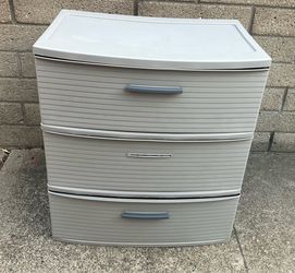 24" Tall Sterilite  Gray  Plaster 3 Drawer Shelf Organizer