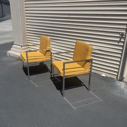 Pair Mid Century Modern Chrome Arm Chairs 