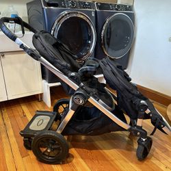 City select double stroller w/skateboard +accessories 