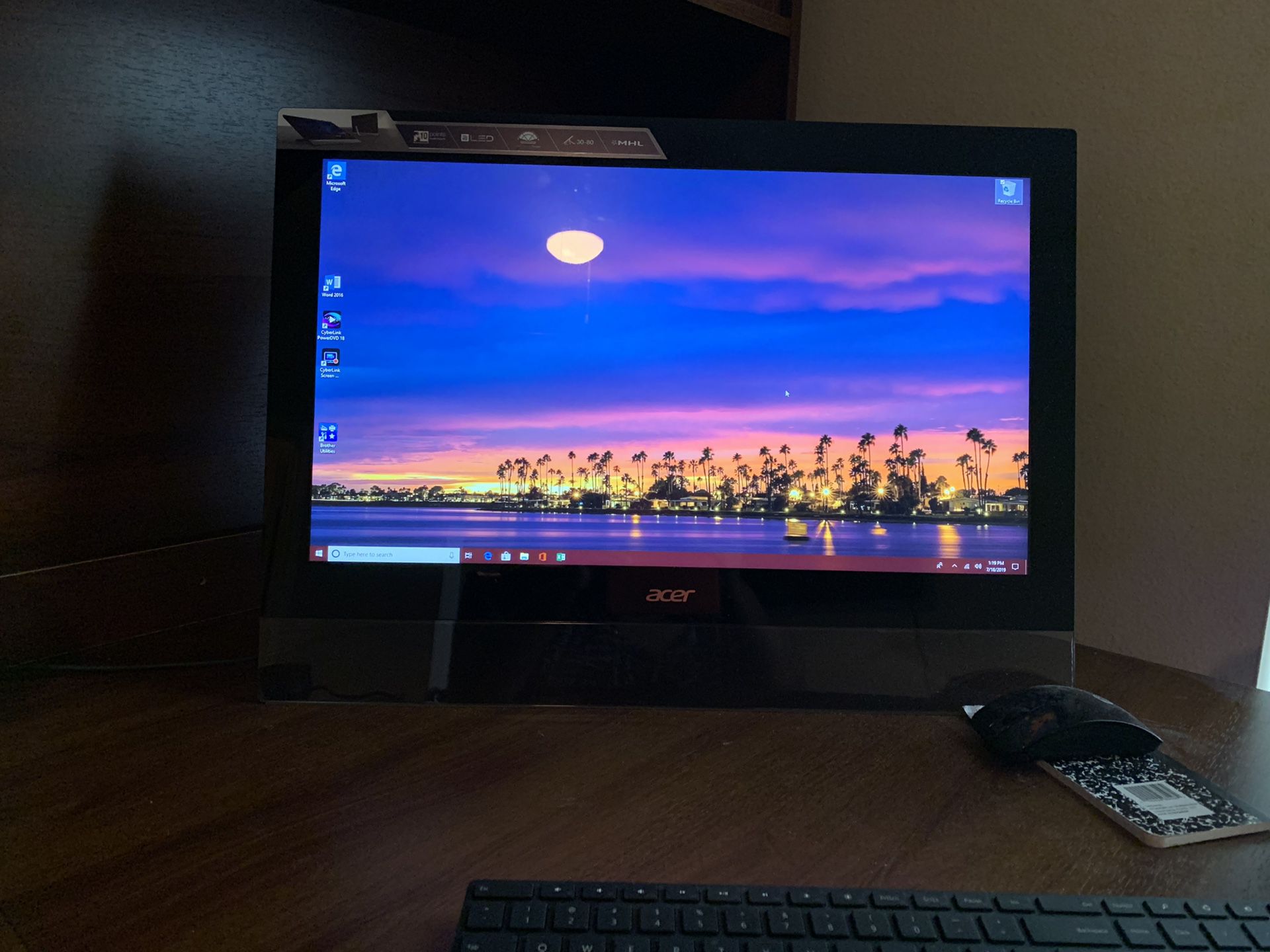 23 INCH ACER TOUCHSCREEN DESKTOP Monitor with USB Ports and MHL!