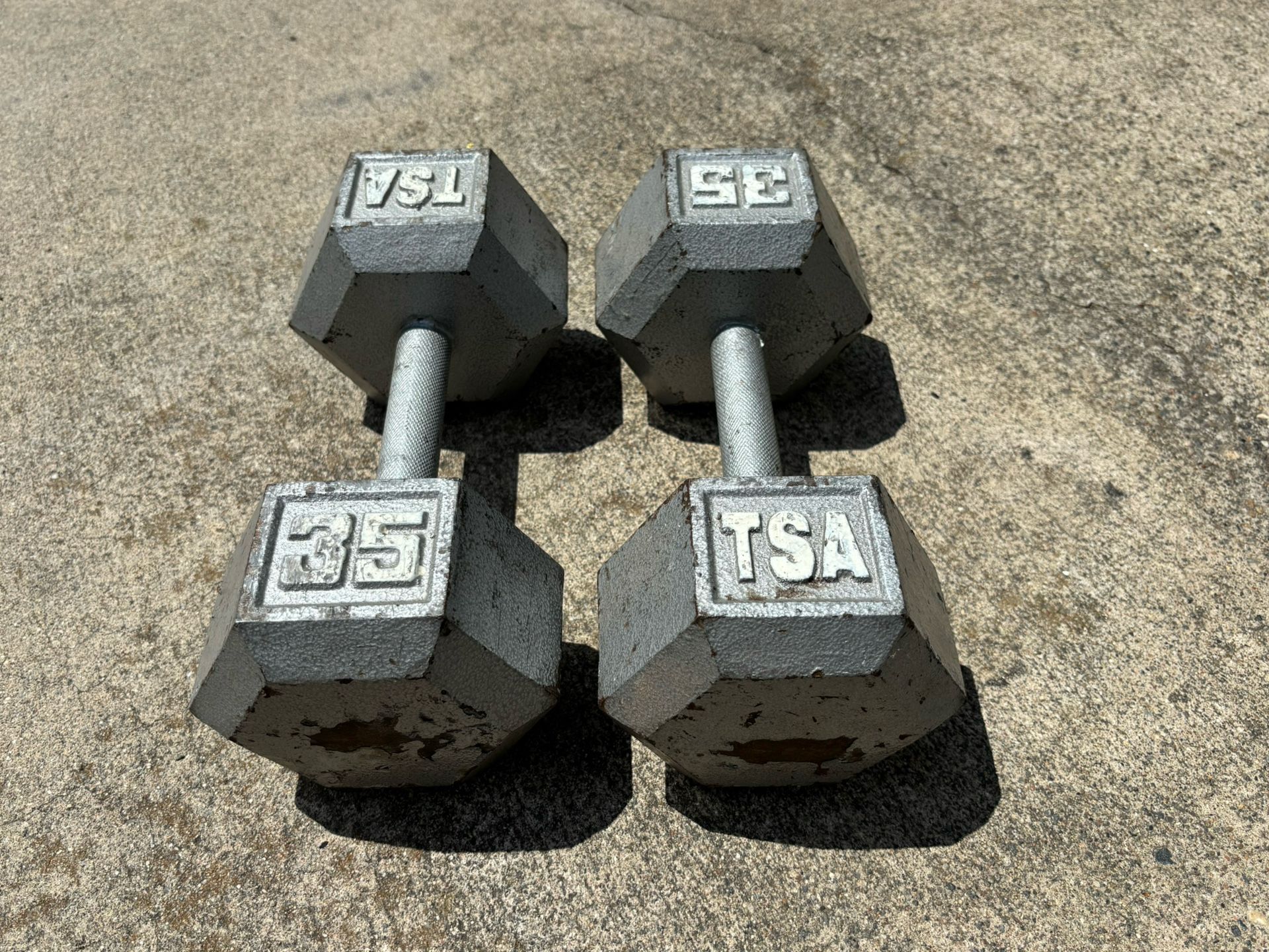 (2) 35lb TSA Hexagon Dumbbell Weights