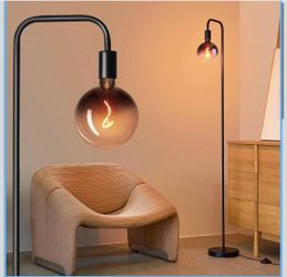 Floor Lamp for Living Room - Minimalist Industrial Standing Lamp with Modern LED Bulb, Globe