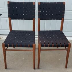 Solid Wood Woven Strap Chairs Made In ITALY