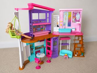 Barbie DreamHouse Dollhouse 3-Story Playset w/ Doll, Swing, Furniture & 40+ Accessories Complete