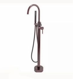 2-Handle 45.47 in. Freestanding Floor Mount Tub Faucet Bathtub Filler with Hand Shower in Brushed Bronze