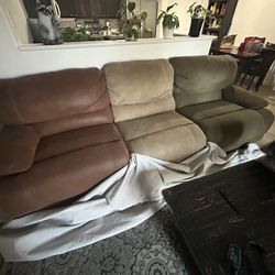 EXTRA LONG 3 PIECE COUCH WITH 2 POWER RECLINER