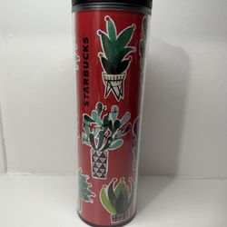 Starbucks Coffee Desert Cactus Christmas Light Plastic Travel Tumbler 16 oz