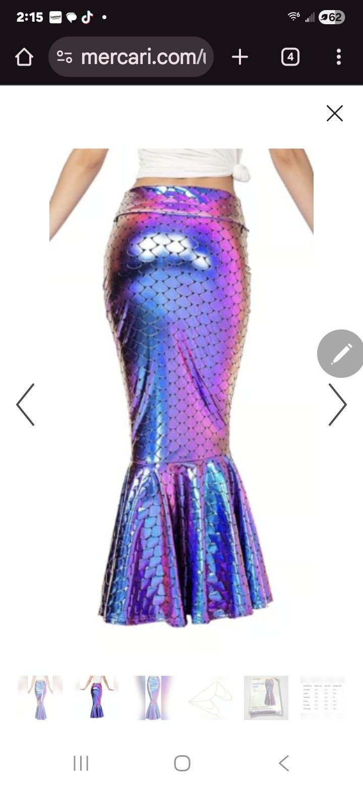 Mermaid Costume Purple Adult Size Xl Skirt 