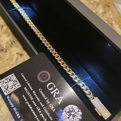 💎 8mm 8in Vermeil Gold .925 Silver Cuban Bracelet w/ Moissanite Clasp (GRA Certified)