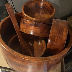 Acacia Wood Salad Bowl Set