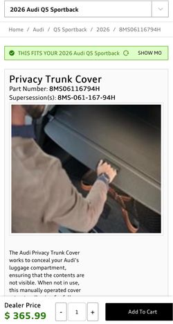 Audi Q5 2025-2027 Privacy Trunk Shade pull OEM