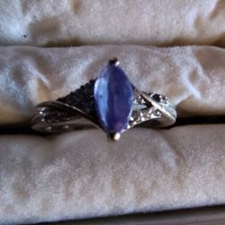 Tanzanite And White Gold Over 925 Sterling Silver