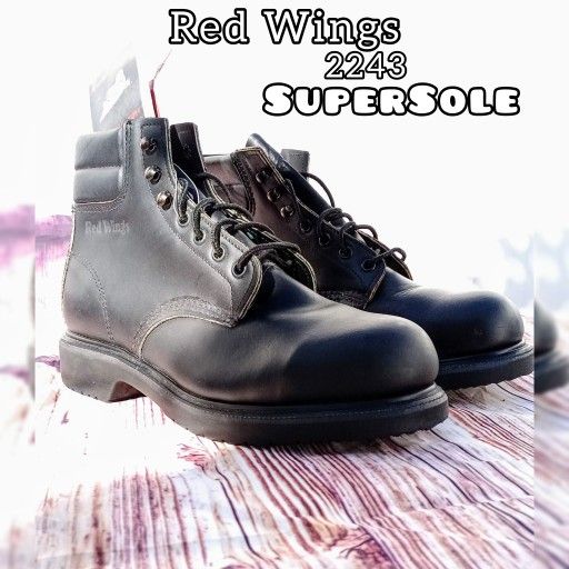 Red Wing 2243 Supersole Men's Work Boots Round Steel Toe, Lace-Up, Size 8.5 D