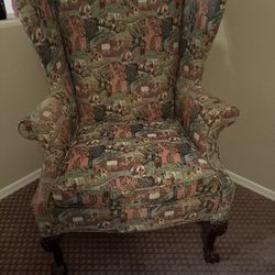 Custom Needle Point Wingback Chair 